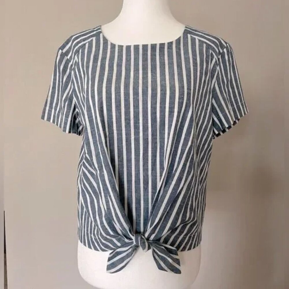Mo:Vint tie-front boxy shirt